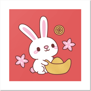 Cute Rabbit With Ingot Chinese New Year Posters and Art